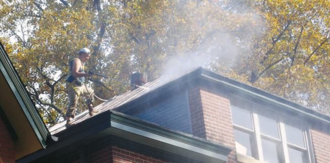 The roof was pressure-washed, then allowed to dry.