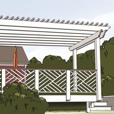 1. Main Attraction&nbsp;&nbsp; Installing an arbor on the edge of a deck will draw visitors to its shade and shelter, and keep them from congregating in front of the doorways. Alternatively, placing an arbor&nbsp; at the entryway emphasizes the stairway and conveys a sense of welcome.