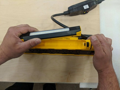 The light bar mounts and dismounts easily from the body of the tool.