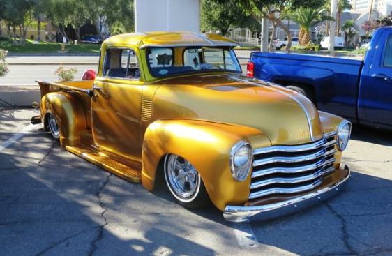 There are three kinds of trucks at SEMA. The first kind is the lowest of lowriders…