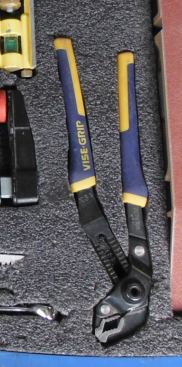 Gotta’ have pliers – just in case. These GrooveLock pliers happen to be from Irwin.