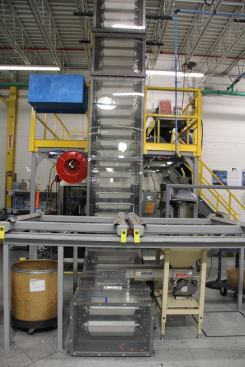 This machine packs small quantities of WIRE-NUT connectors into plastic bags. 
Click here for video.