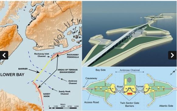 The revised&nbsp;single barrier between Rockaway and Sandy Hook would protect all NYC bourroughs.