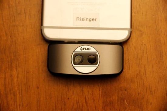 Plugs into your Lightning connector and has both an IR and a standard camera for overlay images.