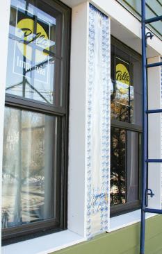 Stainless fasteners secure the PVC extensions, which were also taped to the foil-faced foam.