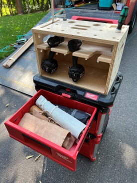 The author often carries a portable cordless case, similar to his larger rolling case. It is sized to fit on the Milwaukee Packout system.