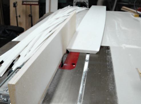 Most of the miter material was taken off on the table saw.