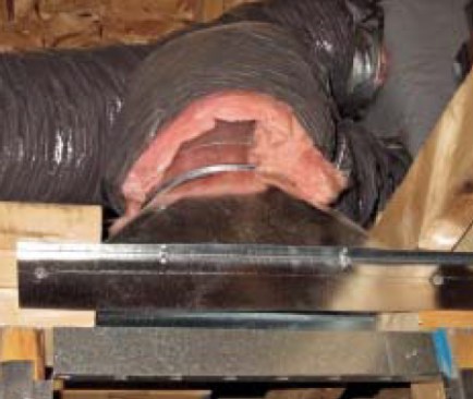 A poor (but unfortunately, common) duct connection to a boot