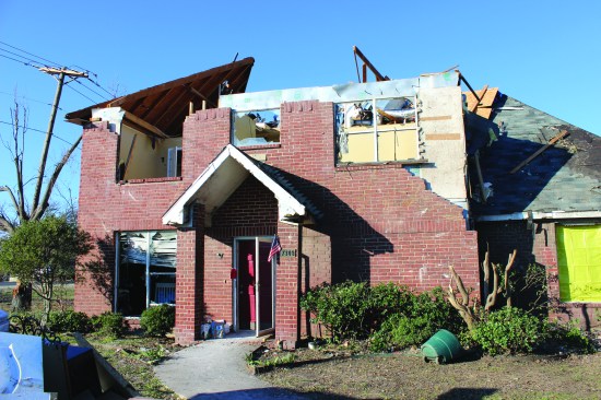 In the Garland-Rowlett tornado, homes suffered complete loss of the roof structure because wall plates weren’t tied to walls with well-nailed structural sheathing, or roof members weren’t securely fastened to wall plates.