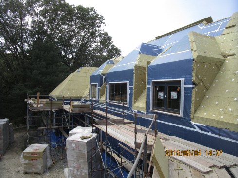 The roof, face, and cheek walls of the dormers were also insulated with six inches of Roxul rock wool.