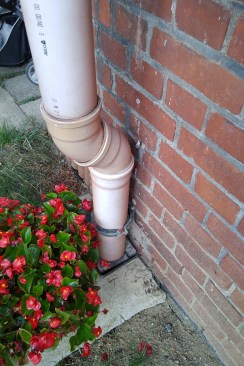 Most gutter downspouts are connected to ground drains that either drain to daylight far from the house or dump into the city storm sewer.