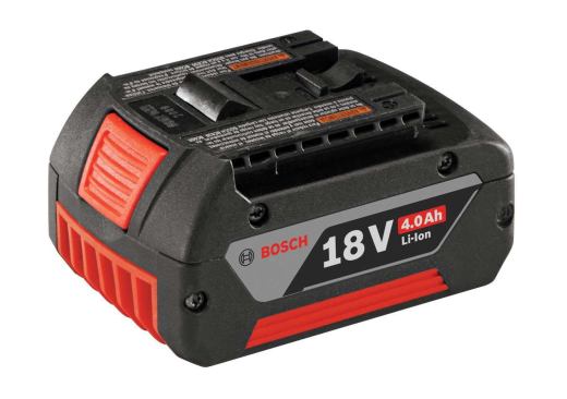 For more power and longer runtime, Bosch recommends its 4 amp–hour battery for remodeling.