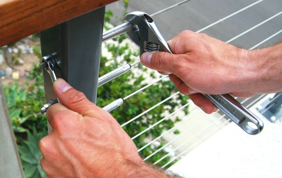 When tightening fittings, the author makes sure to allow enough adjustability so that the tension on the cable can be increased later.