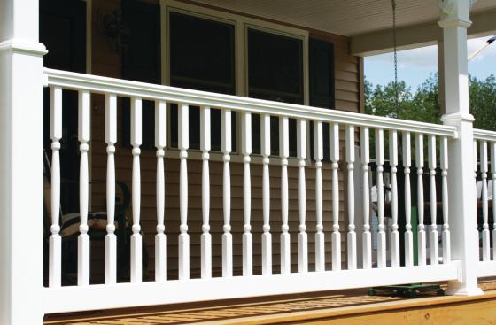 The mounting brackets for this rail have vinyl covers that slide into place over the brackets, concealing the bracket fasteners but creating a rather bulky profile. 