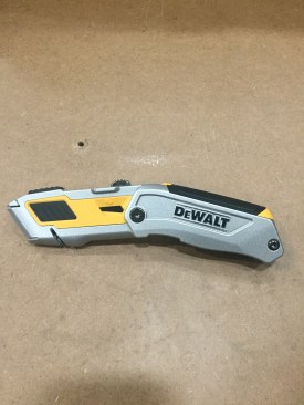 Three new knives were present at the event, including this folding retractable utility knife (DWHT10296). It stores 3 blades in the handle, safe from weather and weighs less than .5 lbs. Cost: $20 Release is expected this summer or fall.