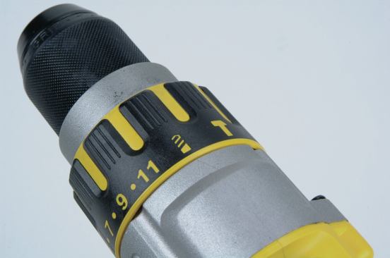 Turning the clutch ring on the DeWalt (shown here), Hilti, and Hitachi models changes the mode from driver to drill and then to hammer drill. DeWalt's clutch ring looks like part of a traditional friction clutch but it is electronically linked to the tool's brushless motor to shut off the tool when the desired torque level is reached.
