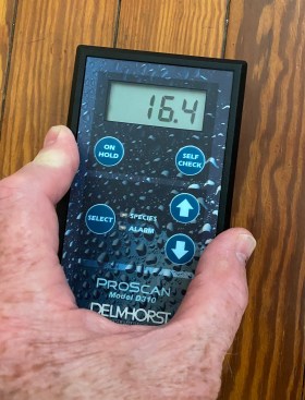 The Delmhorst ProScan can read wood moisture content to a depth of 3/4 inch without marring finished surfaces.