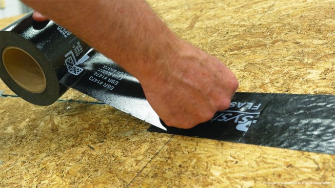 Alternatively, you can seal the sheathing seams using peel-and-stick tape.