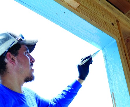 The goal is to create a seamless membrane that covers the entire jamb, all
surfaces of the recessed opening ...