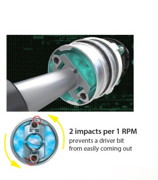 This is an illustration of the hydraulic mechanism that causes the tool to drive the bit in intermittent bursts. The second video below does a better job explaining it.