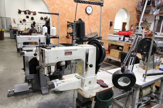 An industrial sewing machine in the prototyping area. The best such machines are made in Europe--this one's from Germany.