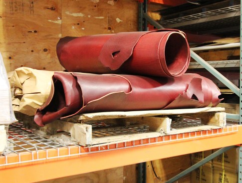 It's easy to forget leather is a natural material until you see how irregular it is when it arrives at the plant. Each piece is from a single hide.