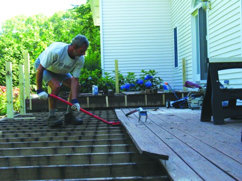 The Gutster can be used to slide behind siding, roofing, flooring, and drywall as well as decking.
