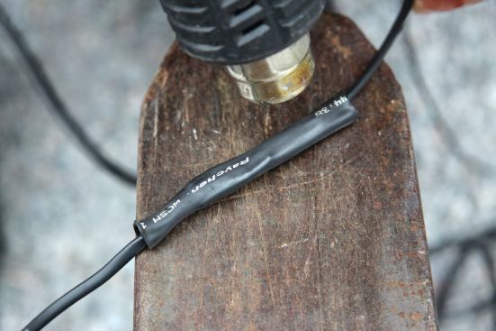 The joint is further protected by another length of heat-shrink tubing.