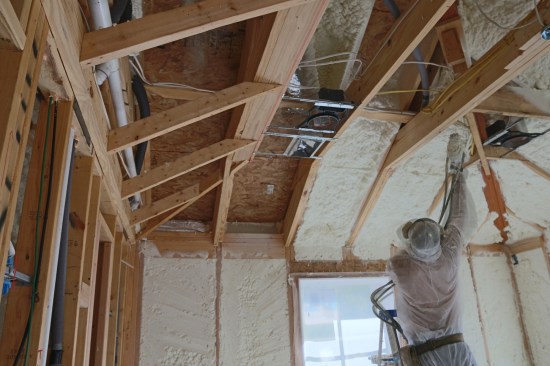 Spray polyurethane foam insulation works well to resist heat flow but it is not a whole-house air sealing solution.