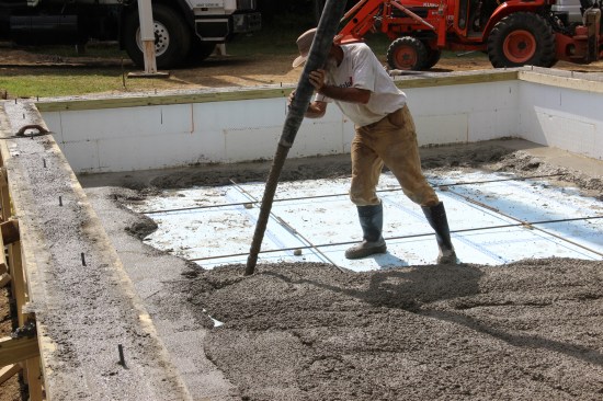 When this ledge stiffened up a little, it gave us a surface to guide our screed board.