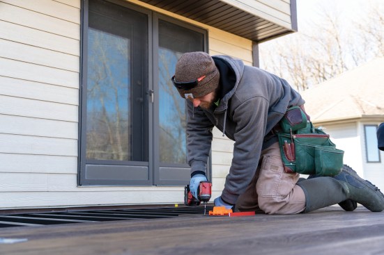 Fasteners can be driven through the edge or face of the deck board. A self-healing Lastane top skin will conceal them.