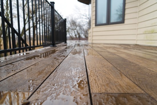 Enhanced grain on the Millboard helps provide traction when it's wet.