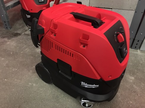 This is the new Milwaukee 8-Gallon Dust Extractor designed to provide users with an OSHA-compliant solution for the regulation on respirable crystalline silica dust (29 CFR 1926.1153). An automatic filter cleaning mechanism cleans the main filter every 15 seconds, maintaing suction at 148 CFM. The extractor’s unique two step filtration system includes a 99.97% efficient HEPA filter as the final step, leading to cleaner air and a safer work environment. Features include locking casters, cord and hose storage, tool actuation, and easy access to the main filter via a door in back of the unit. Available July 2017. Cost: $599
