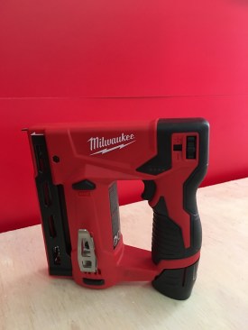Here's a look at the M12™  3/8” crown stapler (T50® Style) Model #2447-21. It will fire up to 1500 staples on one battery, features bump and sequential fire modes, is small enough to fit in a tool pouch, takes staples 1/4"-9/16", and has a power adjustment dial. Avaiailable October 2017. Cost: $99 (bare tool), $149 (kit that includes tool, one battery, charger, and carrying case). 
