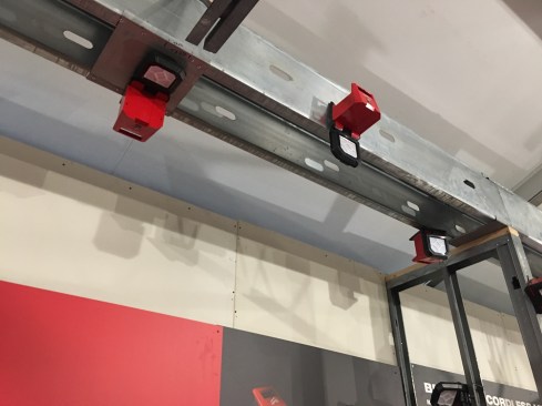 The M18 Rover Magnetic Flood Light was designed for for maintenance, remodeling, or service and commercial MEP users. Its 2” spring loaded clamp and powerful magnets allow the user to turn virtually any jobsite surface into a hanging surface. It also implements a rotating folding light head design to get light where they need it even while it is mounted to a work surface. When mounted via magnets, each light can hold up to 25 lbs. It's IP54 rated, been drop tested at 9', runs 4.5 hours on high and 20 hours on low, and produces 1500 lumens. Available October 2017. Cost TBD.
