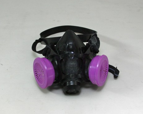 A reusable, half-mask respirator provides reliable protection for workers, but only if it is properly fit, and requires careful fit testing. They are available in a variety of sizes. This one is sized “medium.”