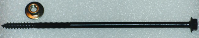 Figure 5. UFO’s SOS screw bolt drives like a lag; then its tip is broken off, providing access to machine threads so that a nut and washer can snug the assembly.