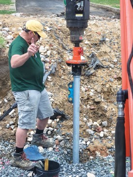 After the assembly has reached the target torque and then been driven to a full 14-foot depth below the surface of the stone ...