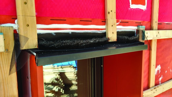 Nylon insect screening and Roof Saver ridge-vent material were installed between the vertical battens (behind the horizonal batten) to protectthe air inlet from bugs.