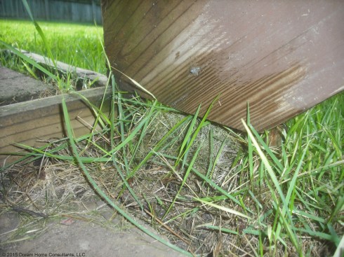At least 1 1/2 inches of the heel of a stringer's seat cut  should bear on the landing. Allowing the toe of the seat cut to be the only part of the stringer that bears on the landing can cause the stringer to shear along the wood grain.