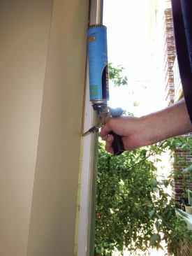 The last step is sealing the inside of the window and applying trim. Low-expanding foam fills the gap between the window and the drywall to create an air seal.