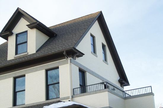 A finished and painted cornice.