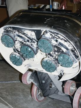 The honing process began with 50-grit pads.