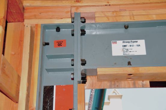 But in the upper corner of a Simpson Ordinary Moment Frame, heavy-duty bolting is required to hold the joint stiff.