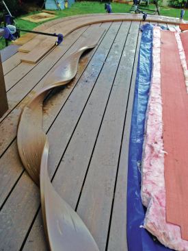 Excess heat will deform PVC and composite decking.