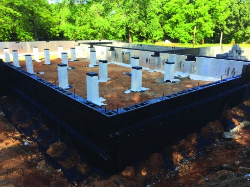 The waterproofing provides a capillary break that keeps moisture from escaping out of the foundation into the underfloor air.