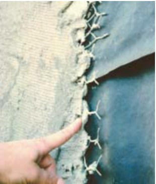Portland cement stucco bonds tightly to modern asphalt felts, denying water the drainage space it needs to flow down and escape the wall. Moisture that penetrates stucco will saturate the paper and destroy its water repellency, wetting the wall structure beneath unless an air space is somehow created.