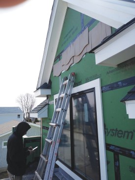 Then he tacked a sample of each wave pattern on the wall itself.