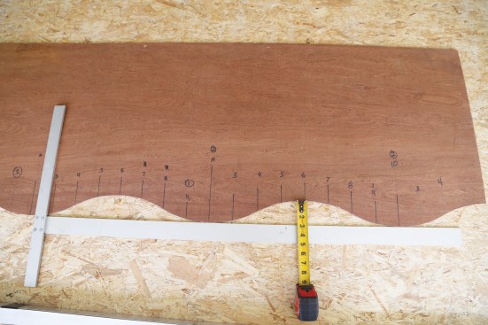 The template has a wave pattern with a 2 9/16-inch wave height ...