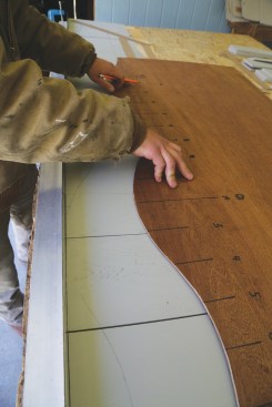 With the wave crest of the template aligned to the course line and the next offset line registered to the centerline ...